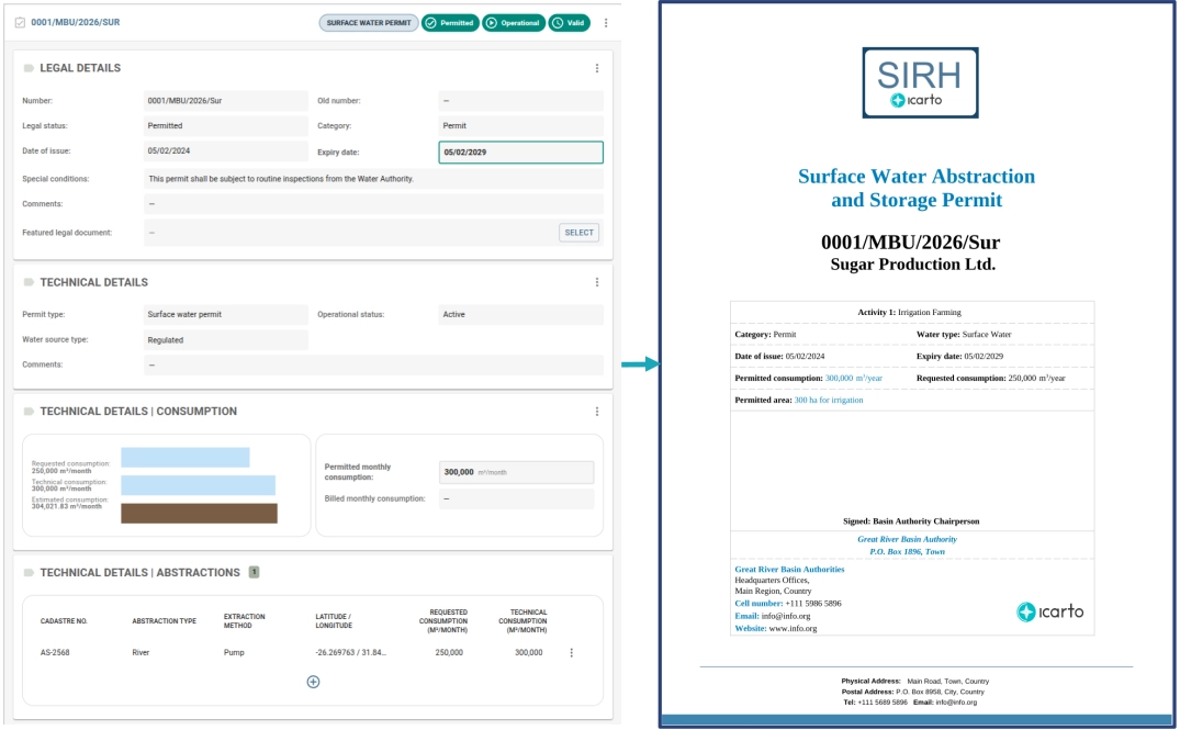SIRH document and report generation