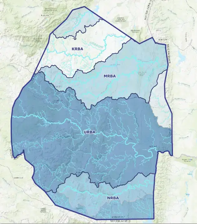 SIRH map interface showing operation areas in Eswatini