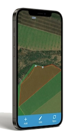SIRH Mobile mockup showing field map editing with GPS coordinates